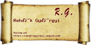 Rehák Györgyi névjegykártya